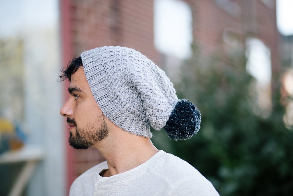 Mega Pom Beanie Unisex Crochet Winter Slouch Hat with pom pom