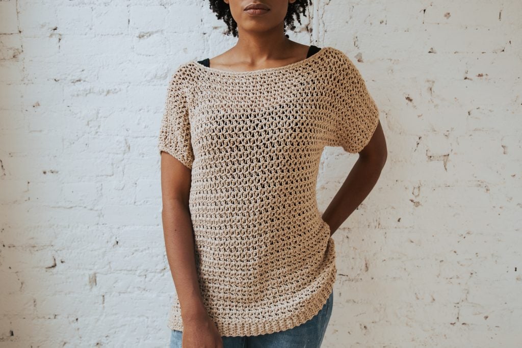 Make the Summertime Tee today, a FREE crochet pattern available from TLYCBlog. Beginner friendly and available in sizes S-2XL, this breezy casual top will be your go-to layering piece well after summer has gone. 