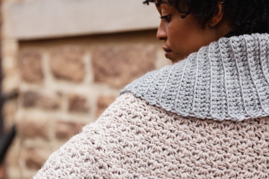 Make the Veronica Cocoon Cardi - a FREE crochet blanket sweater pattern from TL Yarn Crafts. Beginner friendly and addictive, the Veronica Cocoon will be your new favorite cardigan shrug pattern. | TL Yarn Crafts x JOANN