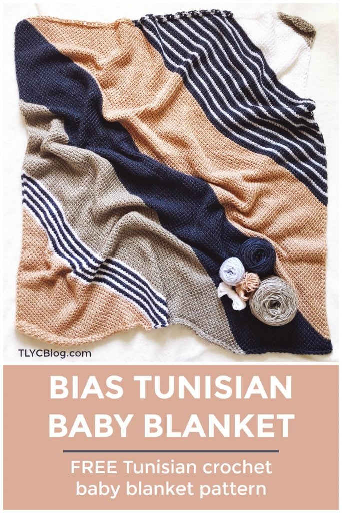 Bias Tunisian Baby Blanket - Crochet Baby Blankie FREE Pattern | TLYCBlog.com