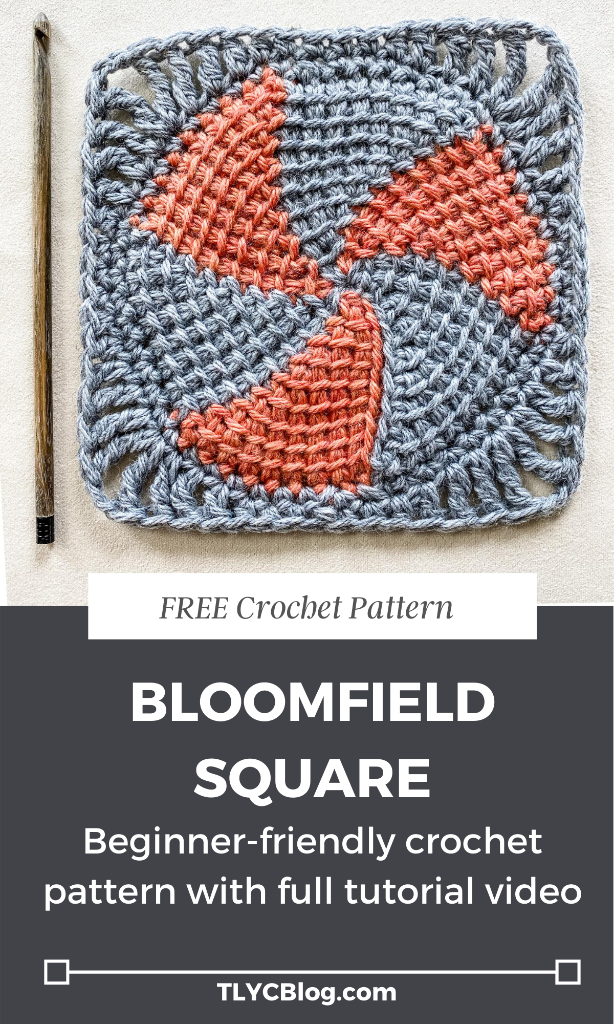 Bloomfield Square | Make this fun and easy Tunisian crochet granny square with just a bit of yarn. Crochet a center circle using short rows then add a simple border. Crochet several for a blanket or afghan, scarf, or pillow. Get the free crochet pattern now. | TLYCBlog.com