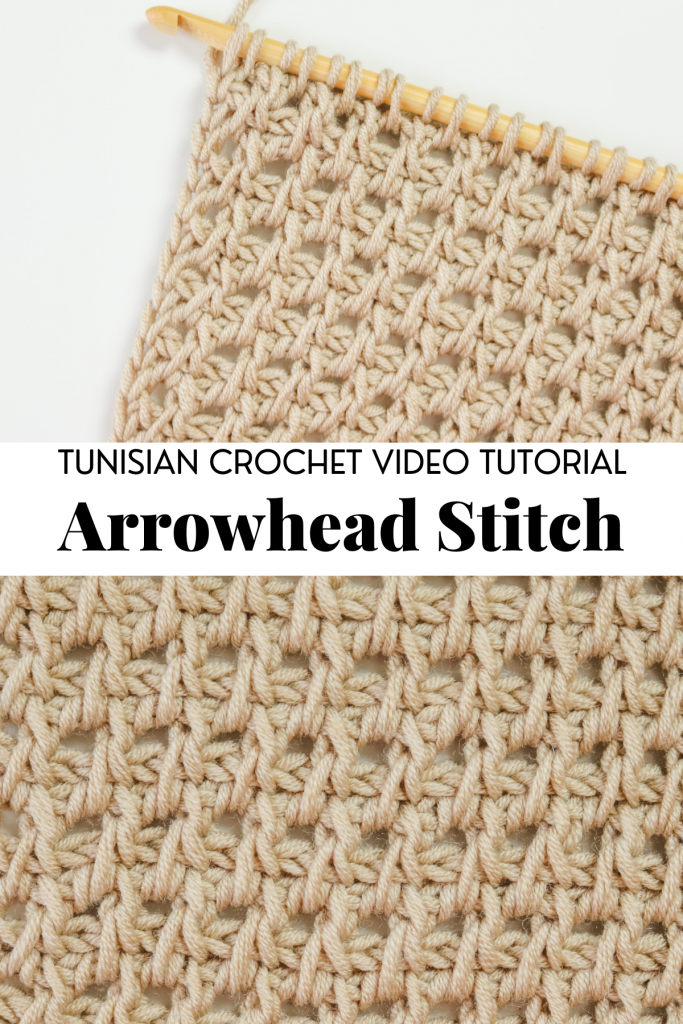 Tunisian crochet arrowhead stitch | Free written pattern and tutorial video for Tunisian crochet beginner learn how to crochet the Tunisian crochet arrowhead stitch | TLYCBlog.com