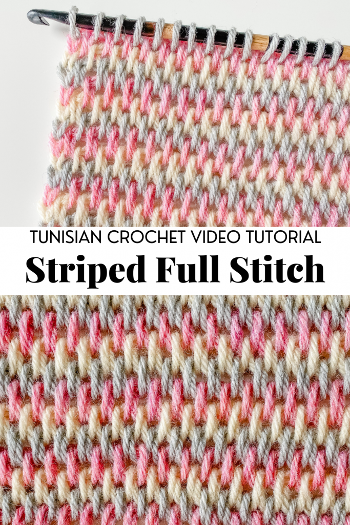 Tunisian crochet full stitch | Free written pattern and tutorial video for Tunisian crochet beginner learn how to crochet the Tunisian crochet arrowhead stitch | TLYCBlog.com