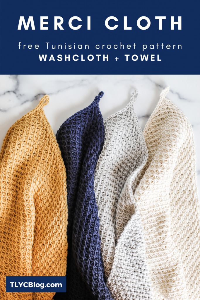 Free crochet pattern for Tunisian crochet washcloth and dish towel made with cotton yarn. Beginner friendly with video tutorial. | TLYCBlog.com