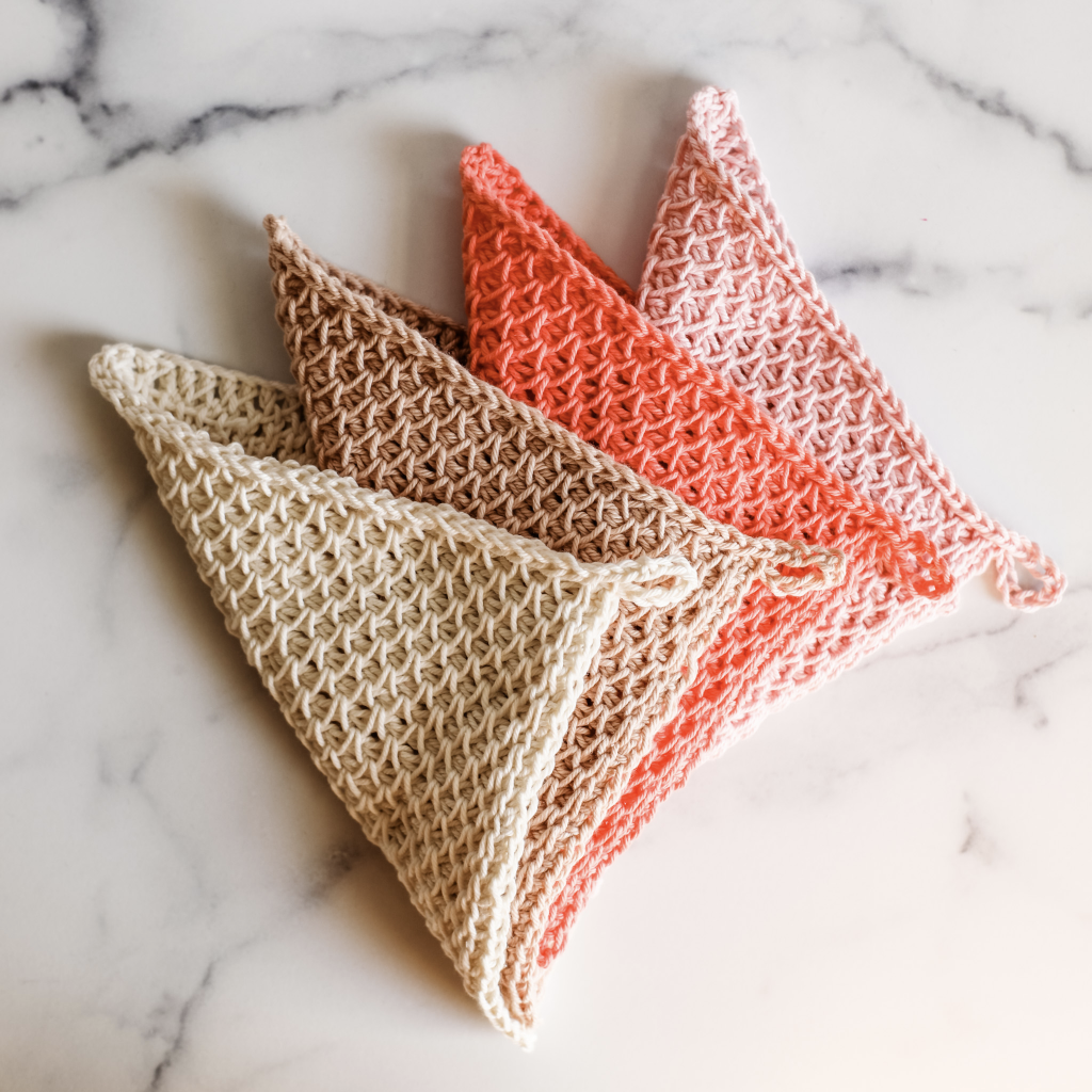 Set of 2 Hand Crocheted Washcloths Hanging Dishcloths 100% Cotton CHOOSE  COLOR!