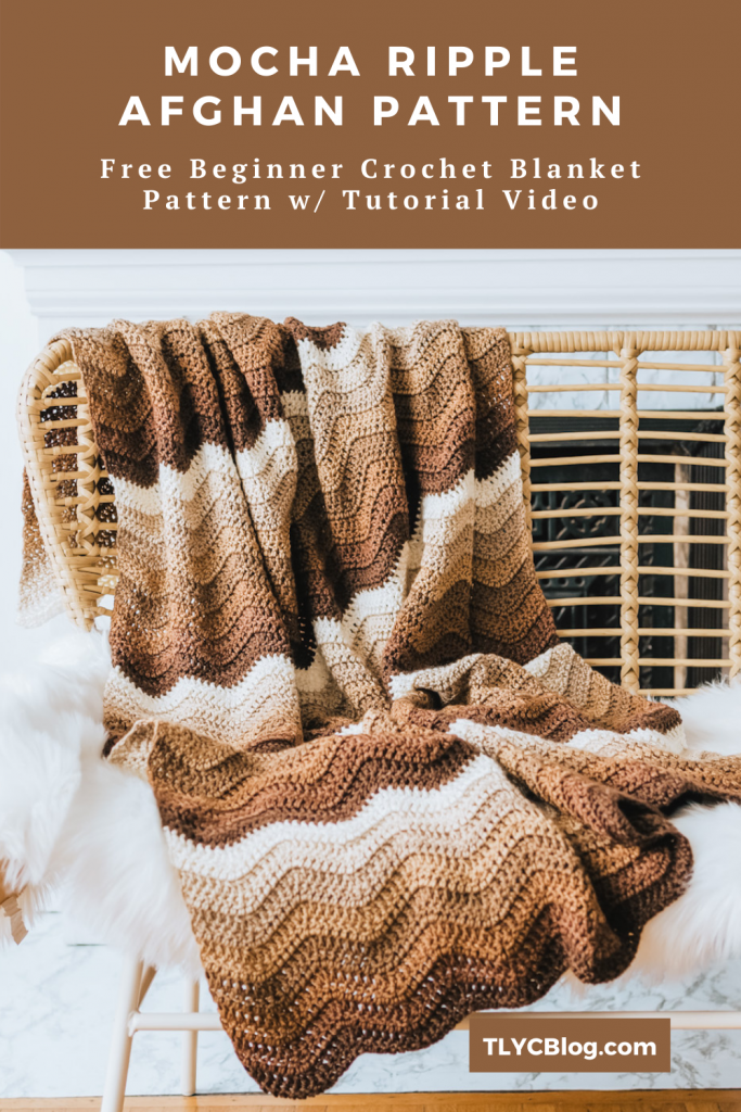Modern crochet throw blanket for beginners. Crochet ripple stitch afghan. Free beginner crochet throw blanket pattern. Crochet chevron throw blanket. 