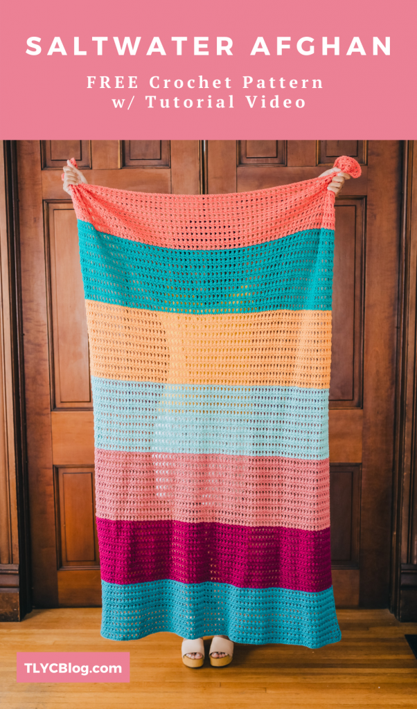 Saltwater Afghan | Crochet throw blanket for beginners. Free crochet pattern with tutorial video. Crochet cotton summer blanket using the Clawfoot stitch. Free crochet afghan pattern with tutorial video. | TLYCBlog.com