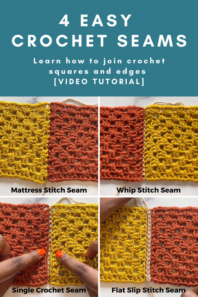 Learn 4 easy crochet seaming techniques that are perfect for beginners. How to seam crochet squares and pieces using a tapestry needle or a crochet hook.  | TLYCBlog.com