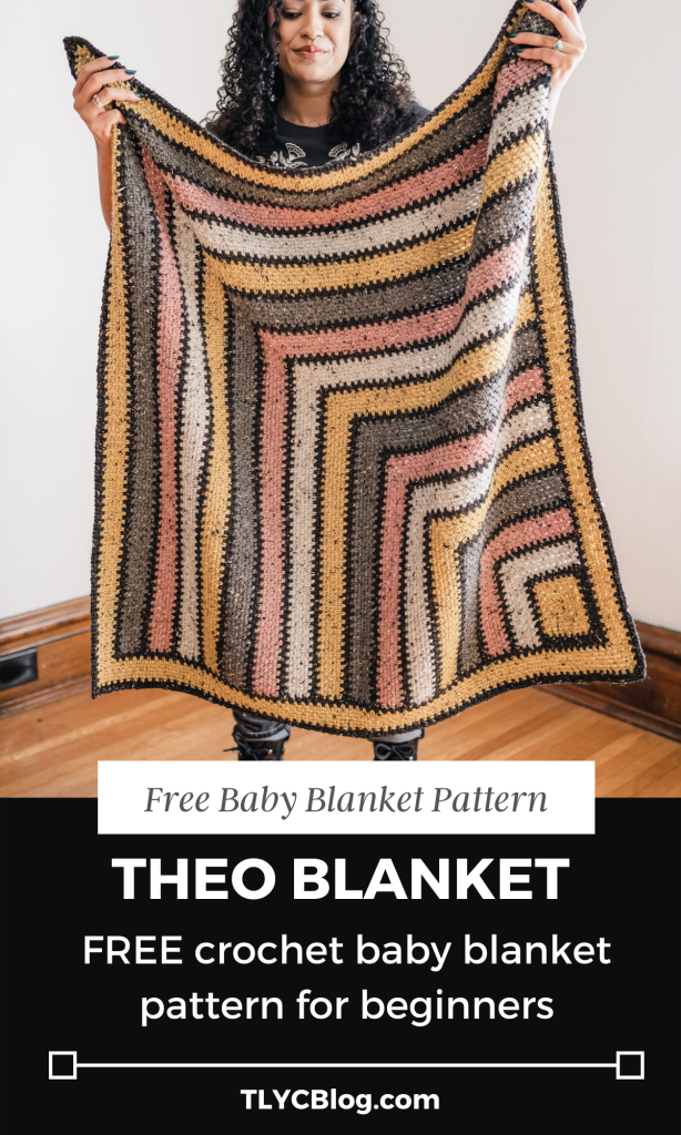 Theo Blanket - FREE crochet linen stitch baby blanket pattern. Beginner friendly crochet baby blanket pattern with tutorial video. | TLYCBlog.com
