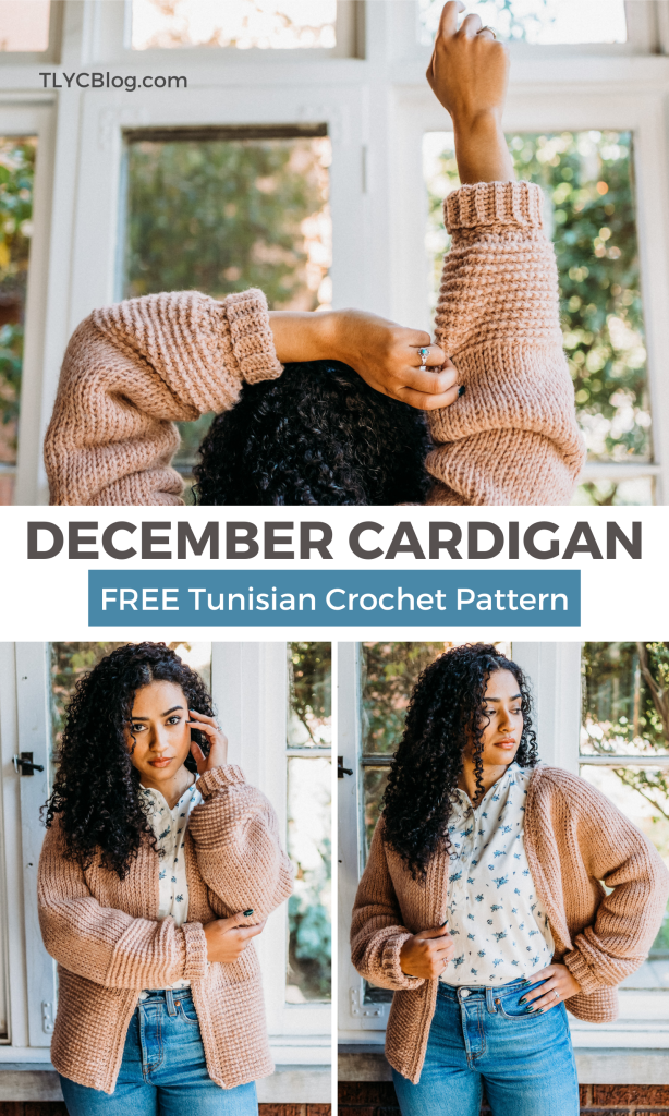 Free Tunisian crochet sweater pattern. Make this textured Tunisian crochet cardigan with worsted weight yarn. Intermediate crochet pattern.