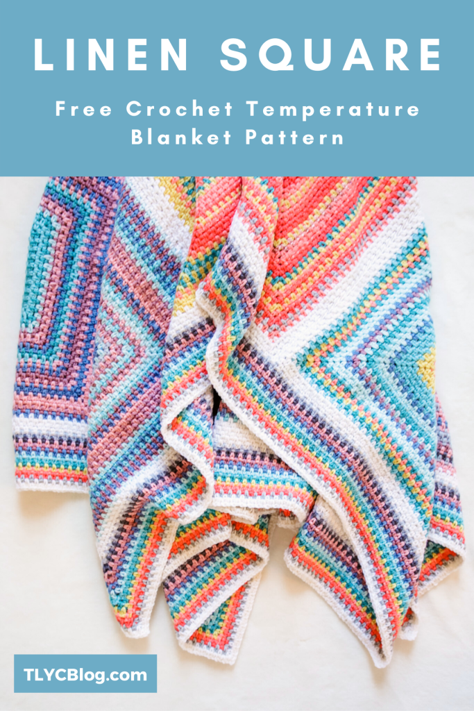 Linen Stitch Square Temperature Blanket free crochet pattern temperature blanket colorful throw blanket afghan tutorial linen stitch granny square | TLYCBlog.com