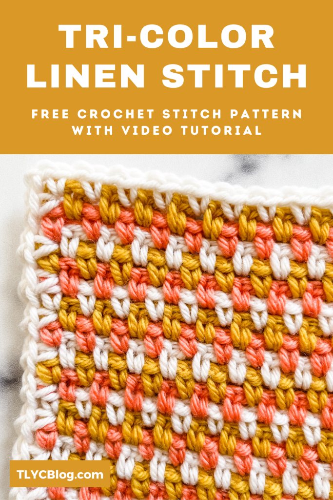 3 color linen stitch crochet granite moss stitch pattern with tutorial video | TLYCBlog.com