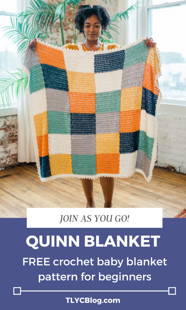 Quinn Baby Blanket - FREE crochet patchwork baby blanket pattern using CotLin from WeCrochet | TLYCBlog.com