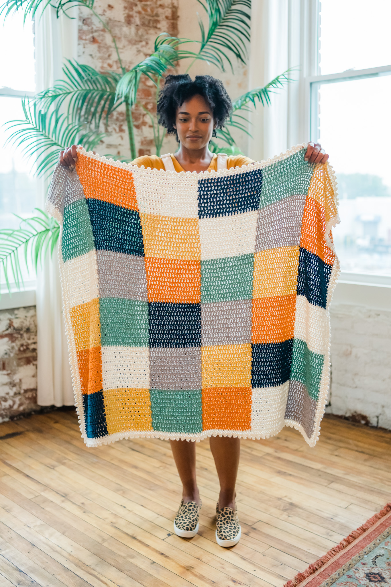 Quinn Baby Blanket - FREE crochet patchwork baby blanket pattern using CotLin from WeCrochet | TLYCBlog.com