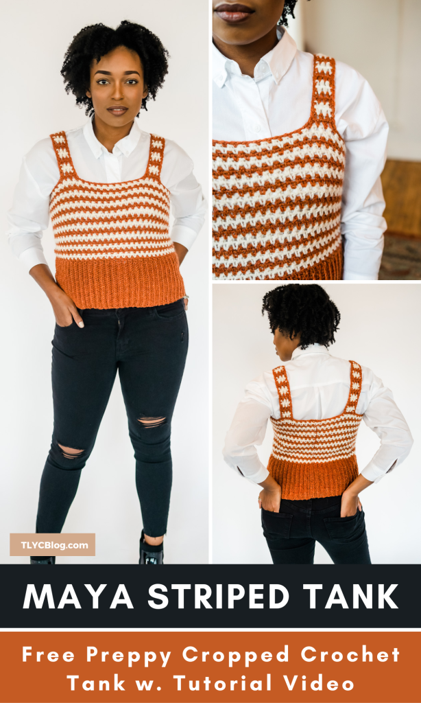 Free beginner crochet striped tank top pattern with tutorial video. Sizes S-4XL. Includes helpful tutorial video + free pattern.