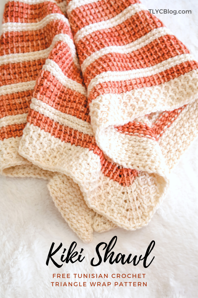 FREE Tunisian crochet beginner shawl pattern. Bulky weight crochet triangle scarf using hand dyed yarn. Easy crochet scarf pattern tutorial.