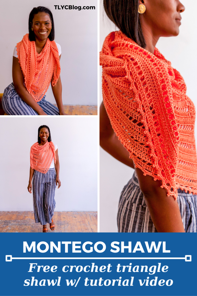 Beginner friendly mesh triangle shawl with picot border, free crochet pattern for beginners using bamboo yarn. | TLYCBlog.com