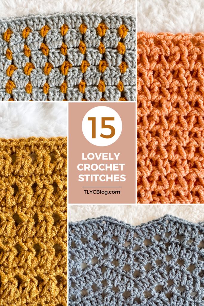 15 crochet stitches for beginners - easy video tutorial for beautiful crochet stitches for blankets, accessories, and other projects. | TLYCBlog.com