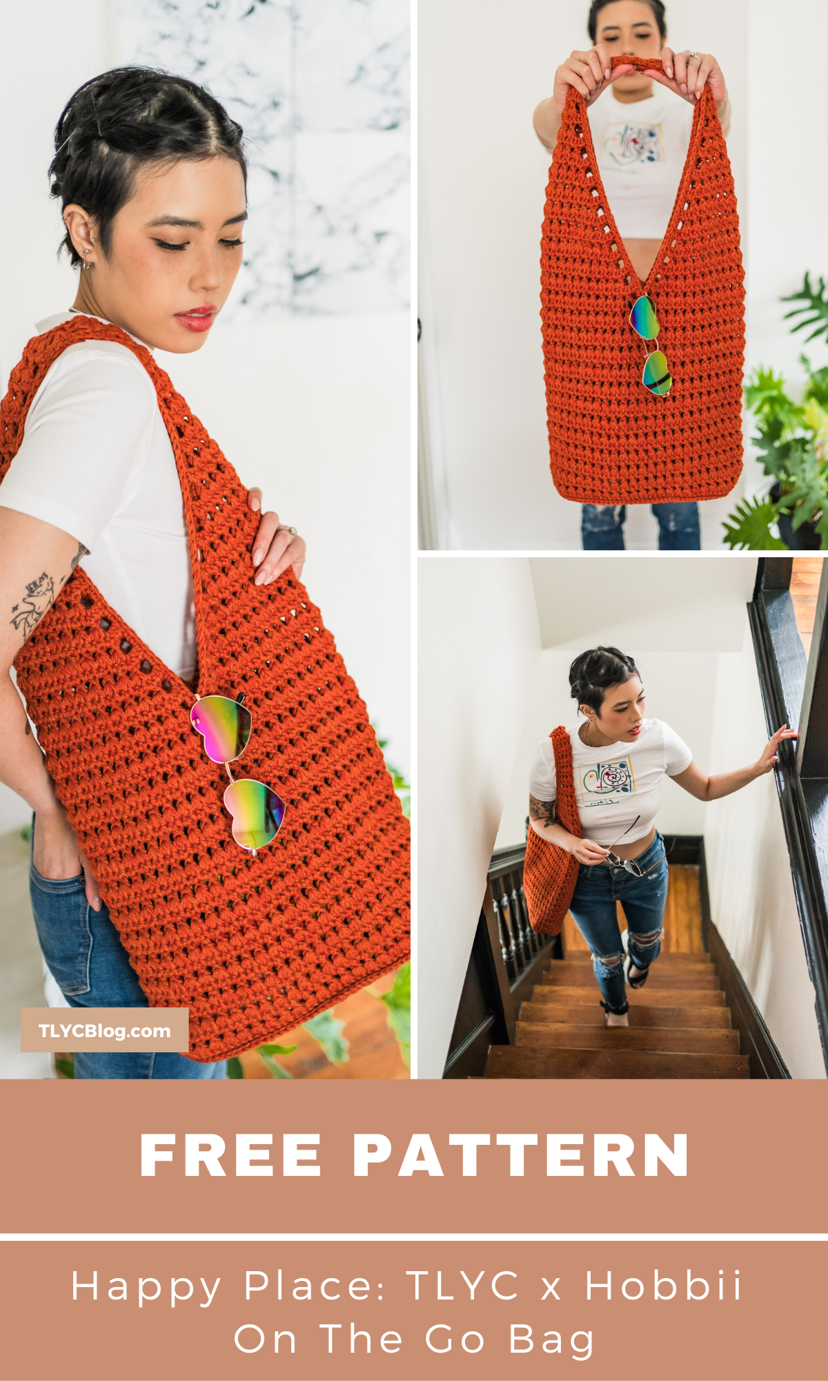 Meet the On The Go Bag, featuring stunning colors and a simple stitch - perfect for beginner crocheters! Free crochet pattern chunky bag.