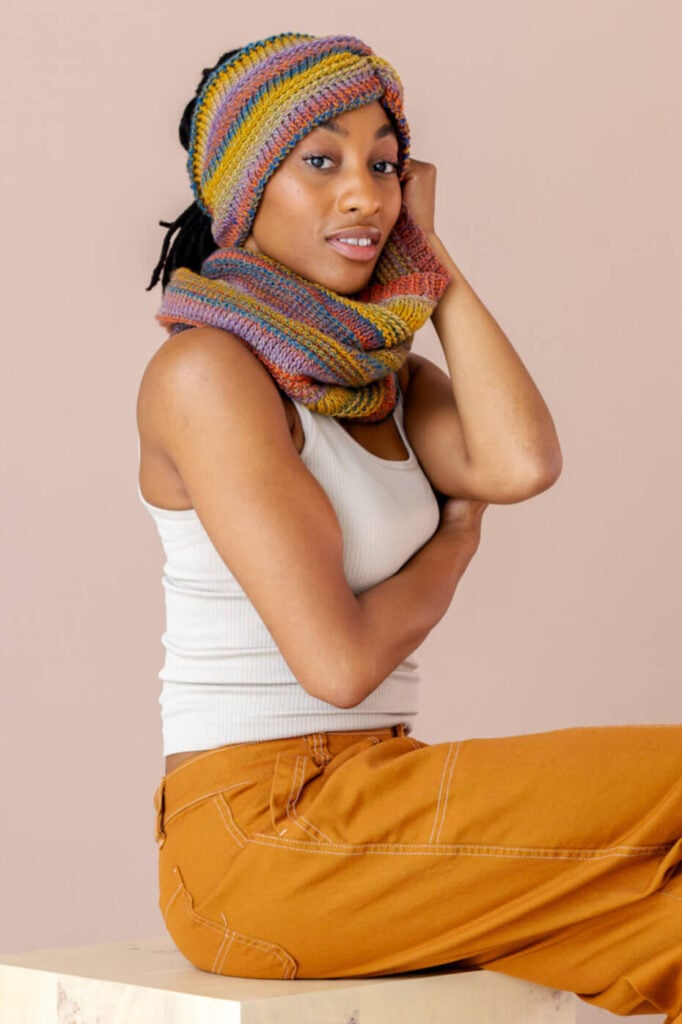 Tiffany Ear Warmer + Cowl – a free Tunisian crochet accessory duo