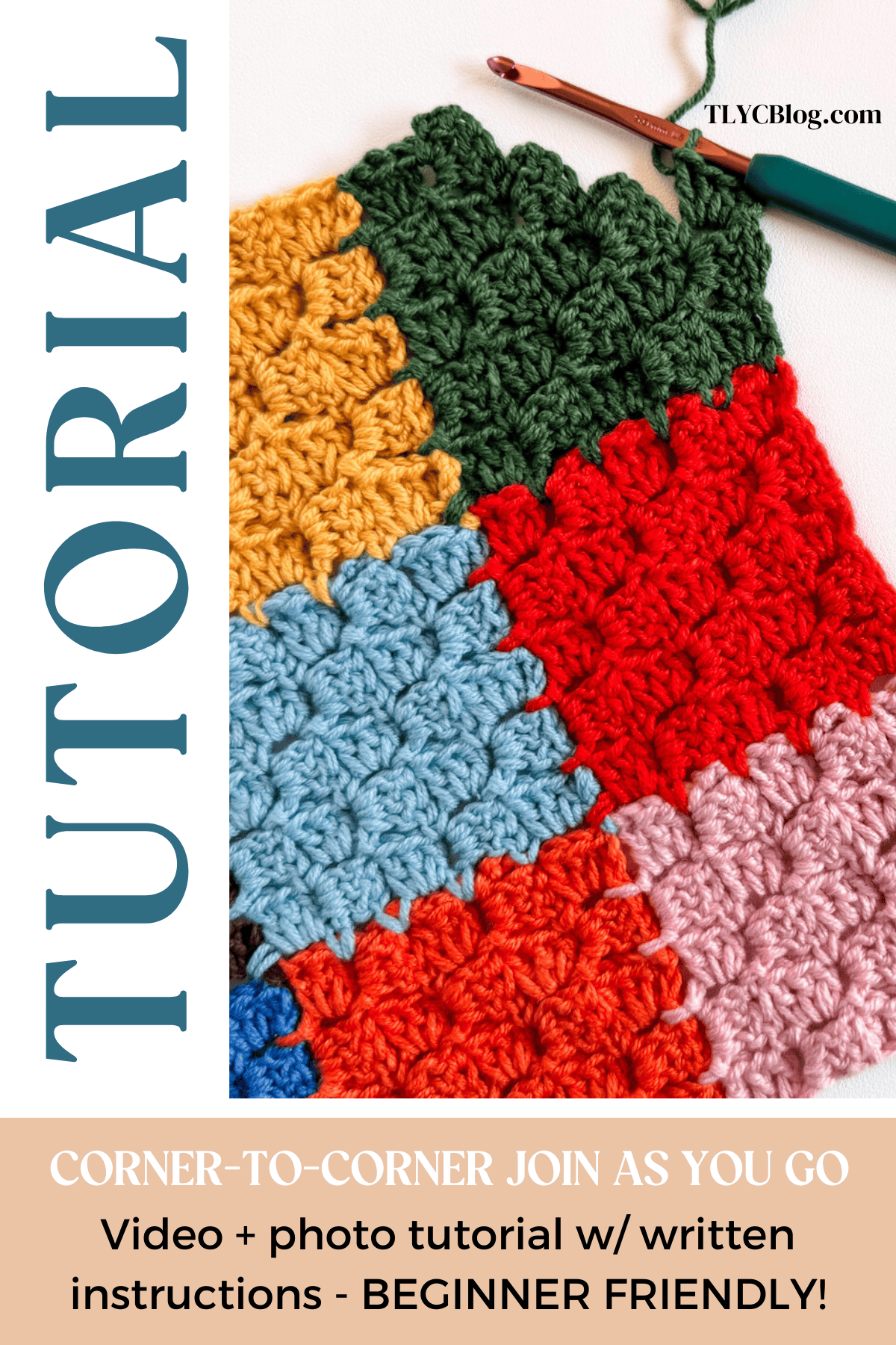 Make a crochet patchwork blanket without sewing! This C2C JAYG tutorial walks you through the technique step by step—perfect for beginners.