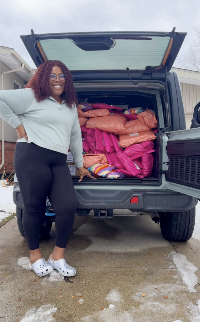 Toni getting ready to ship all her destash packages