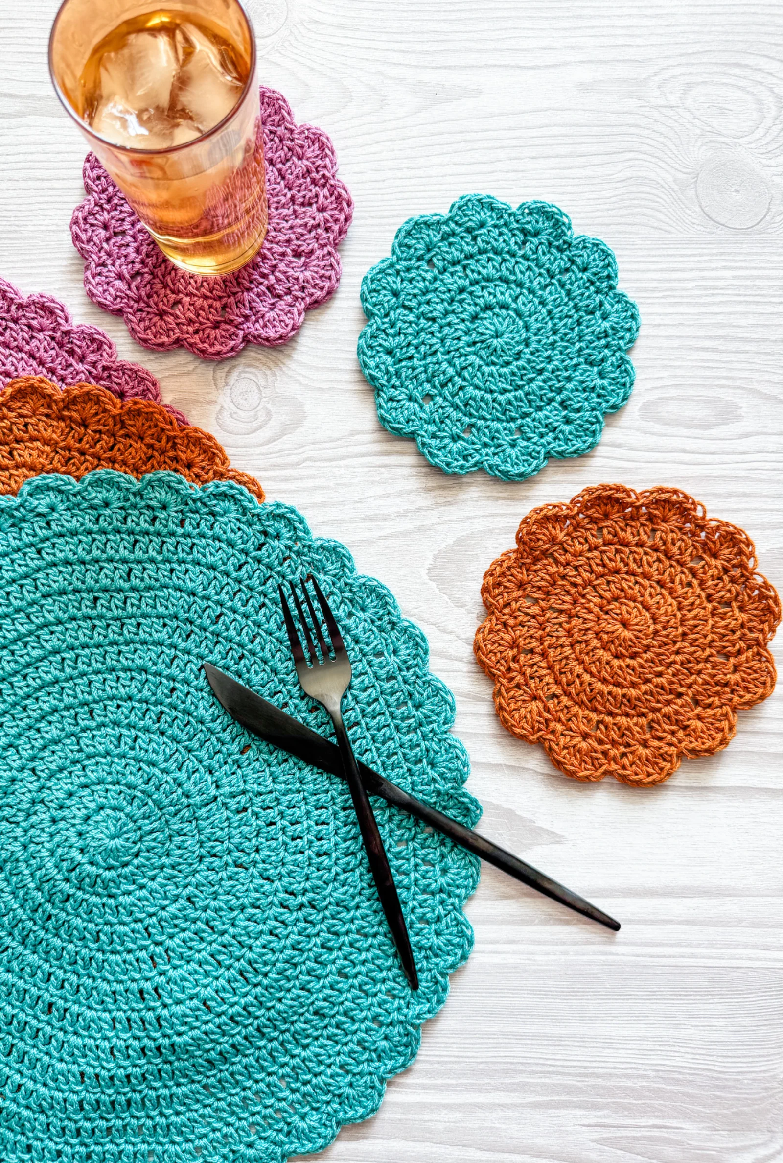 Sunrise Coaster & Placemat Set by TL Yarn Crafts